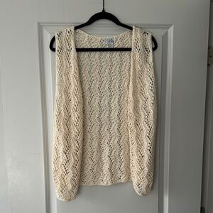 Cream Open-Knit Women's Sweater Vest